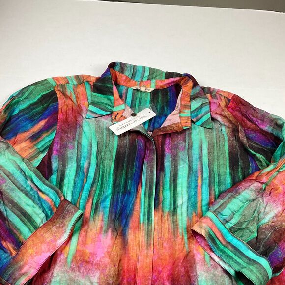 Soft Surroundings Jacy Tunic 2X Multicolor Artsy Boho Button Down Top NWT Flowy - Picture 3 of 12